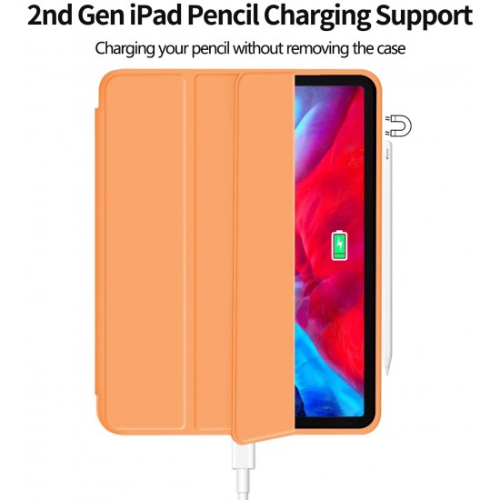 iPad Pro 11 Inch 2020 Soft Tpu Smart Premium Case Auto Sleep Wake Stand Cover Pencil holder Orange