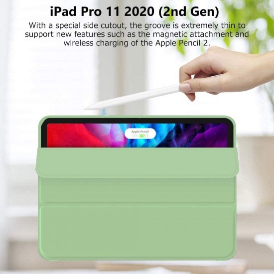 iPad Pro 11 Inch 2020 Soft Tpu Smart Premium Case Auto Sleep Wake Stand Cover Pencil holder Green
