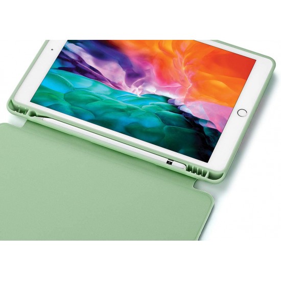 IPad 10.2 2019 7th Pencil Holder Slim Smart TPU Soft Case Green