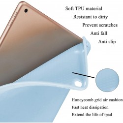 IPad 10.2 2019 7th Pencil Holder Slim Smart TPU Soft Case Light Blue