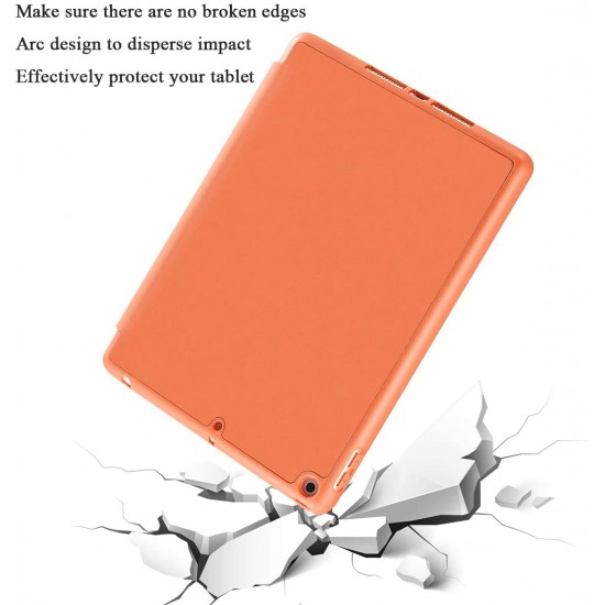 IPad 10.2 2019 7th Pencil Holder Slim Smart TPU Soft Case Orange