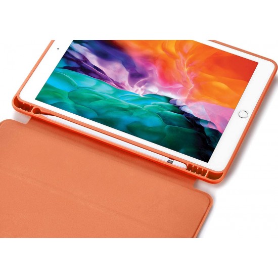 IPad 10.2 2019 7th Pencil Holder Slim Smart TPU Soft Case Orange