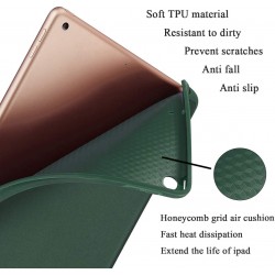 IPad 10.2 2019 7th Pencil Holder Slim Smart TPU Soft Case Midnight Green