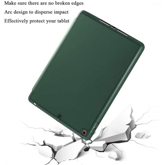 IPad 10.2 2019 7th Pencil Holder Slim Smart TPU Soft Case Midnight Green