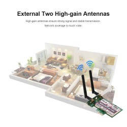 Computer Pc Wireless LAN Card 300M PCI-E Adapter WiFi Card 2.4G/5G