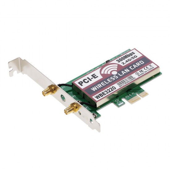 Computer Pc Wireless LAN Card 300M PCI-E Adapter WiFi Card 2.4G/5G