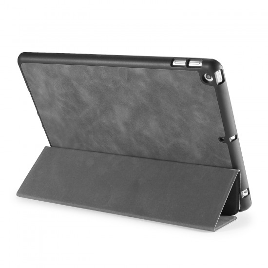 IPad 10.2 2019 7th Pencil Holder Slim Smart TPU PU leather Soft Edge Case Grey