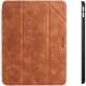 IPad 10.2 2019 7th Pencil Holder Slim Smart TPU PU leather Soft Edge Case Brown