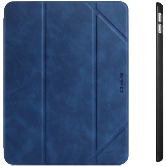 IPad 10.2 2019 7th Pencil Holder Slim Smart TPU PU leather Soft Edge Case Blue