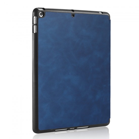 IPad 10.2 2019 7th Pencil Holder Slim Smart TPU PU leather Soft Edge Case Blue