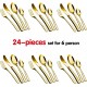 24-Piece Stainless Steel Gold Set, Knife Fork Spoon Flatware Set Cutlery Set, Mirror Finish 24-Piece Stainless Steel Gold Set, Knife Fork Spoon Flatware Set Cutlery Set, Mirror Finish