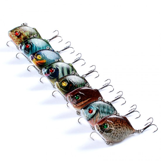 8x Popper Poppers 4.5cm Fishing Lure Lures Surface Tackle Fresh Saltwater