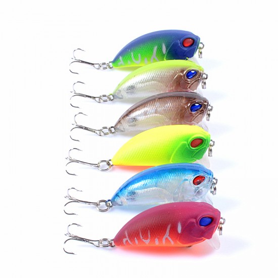 6x Popper Crank 5.1cm Fishing Lure Lures Surface Tackle Fresh Saltwater