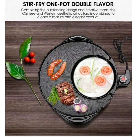 2 in 1 Non-stick Grill Oven Frying Cook Barbecue Teppanyaki BBQ Hot pot Pan 2 in 1 Non-stick Grill Oven Frying Cook Barbecue Teppanyaki BBQ Hot pot Pan