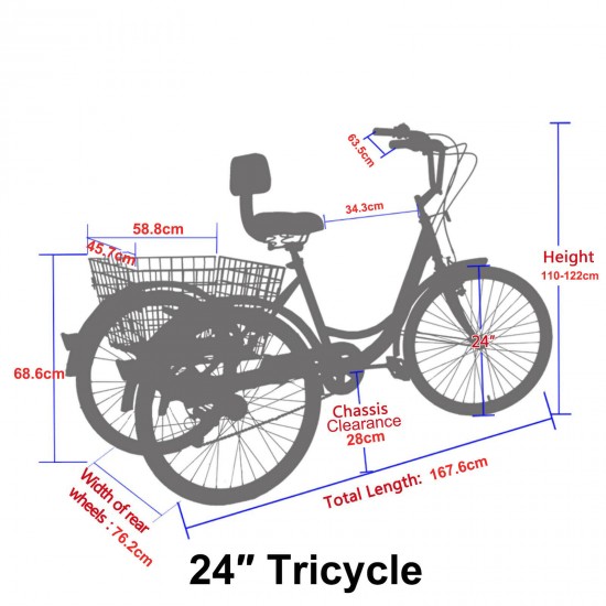 Adult Tricycles 7 Speed Adult Trikes 24 inch 3 Wheel Bikes Bicycles Cruise Trike Adult Tricycles 7 Speed Adult Trikes 24 inch 3 Wheel Bikes Bicycles Cruise Trike