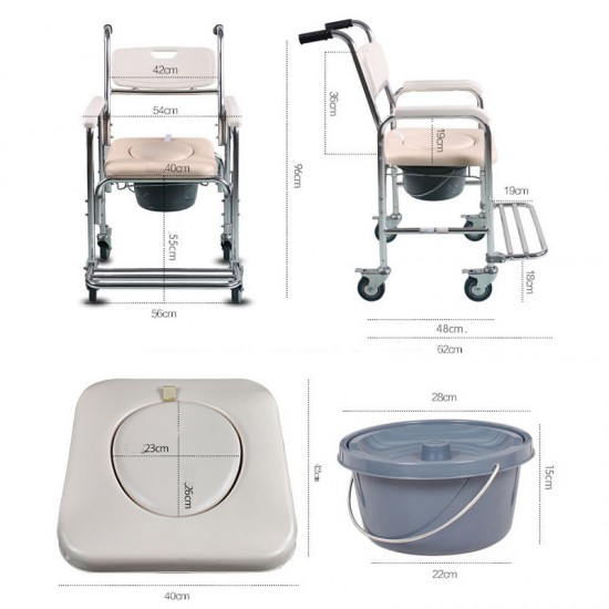 3-in-1 Mobile Rolling Chair Wheelchair Commode Bedside Toilet Chair Shower Chair 3-in-1 Mobile Rolling Chair Wheelchair Commode Bedside Toilet Chair Shower Chair