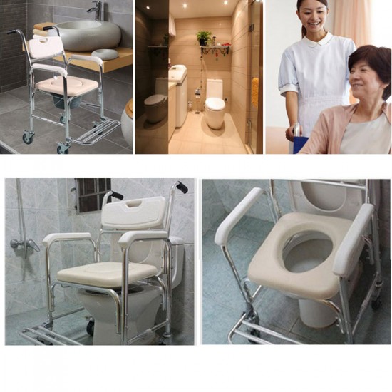 3-in-1 Mobile Rolling Chair Wheelchair Commode Bedside Toilet Chair Shower Chair 3-in-1 Mobile Rolling Chair Wheelchair Commode Bedside Toilet Chair Shower Chair