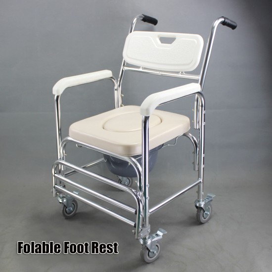 3-in-1 Mobile Rolling Chair Wheelchair Commode Bedside Toilet Chair Shower Chair 3-in-1 Mobile Rolling Chair Wheelchair Commode Bedside Toilet Chair Shower Chair