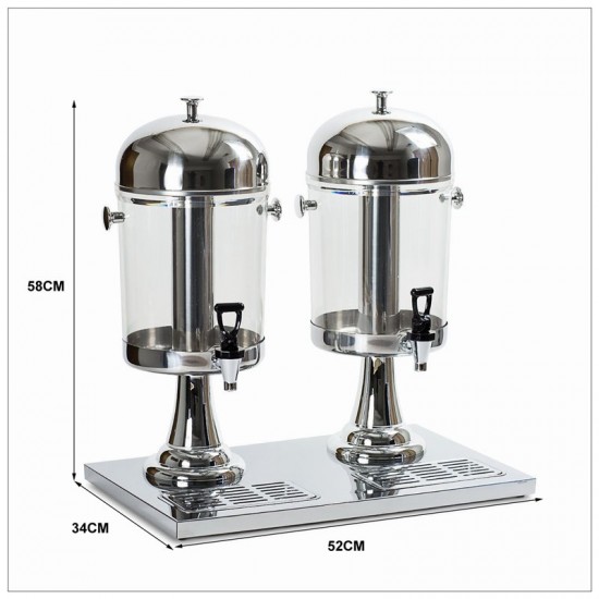 2 Tanks 16L Commercial 8L Restaurant Buffet  Drink Beverage Juice Dispenser