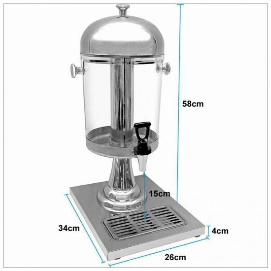 Commercial 8L Restaurant Buffet Stainless Steel Drink Juice Dispenser Beverage