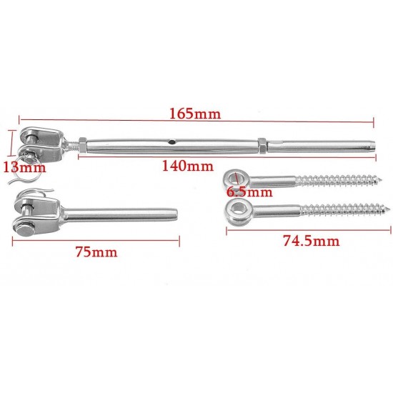 Wire Rope DIY Balustrade Kit Jaw/Swage Fork Terminal Eye Bolts Turnbuckle