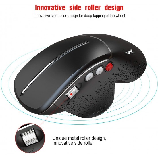 Wireless Gaming Mouse with USB Receiver 4 Side Buttons Wheel Ergonomic Design