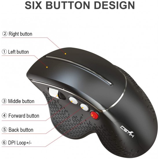 Wireless Gaming Mouse with USB Receiver 4 Side Buttons Wheel Ergonomic Design