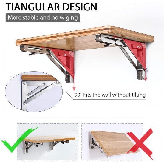 2PCS 12inch Steel Wall Mounted Folding Triangle Angle Shelf Support Bracket Rack