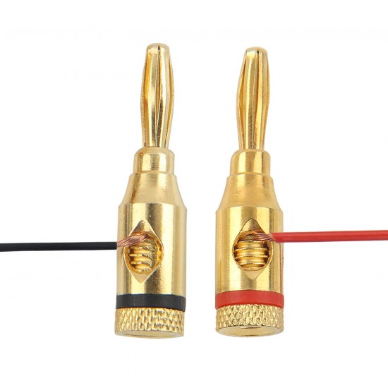 2X Banana Plugs 24K Audio Jack Connector for Speaker stereo Cable Black& Red