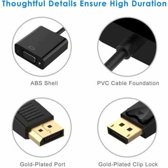 DisplayPort Male to VGA Female Gold-Plated DP Display Port to VGA Adapter