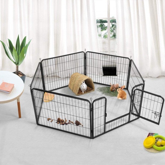 6 Panel Pet Dog Cat Bunny Puppy Play pen Playpen 60x80 cm Exercise Cage Dog Panel Fence