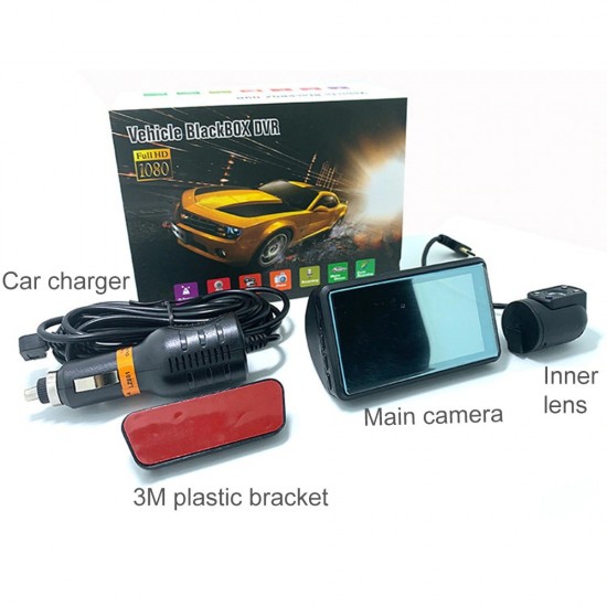 FHD Car DVR Camera DashCam Dash Cam Dual Record Hidden Recorder 1080P Parking Monitor