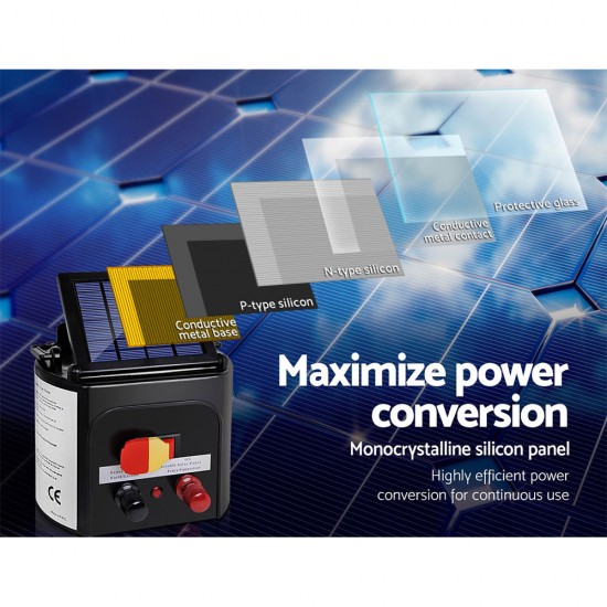 Giantz 5km Solar Electric Fence Charger Energiser Giantz 5km Solar Electric Fence Charger Energiser