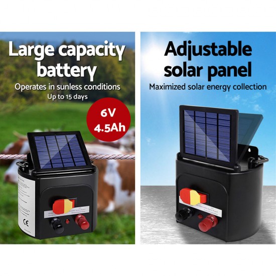 Giantz 5km Solar Electric Fence Charger Energiser Giantz 5km Solar Electric Fence Charger Energiser