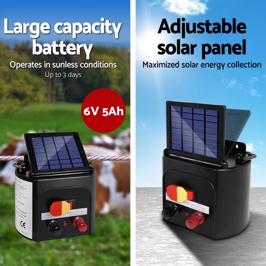 Giantz 8km Solar Power Electric Fence Charger Energiser Giantz 8km Solar Power Electric Fence Charger Energiser
