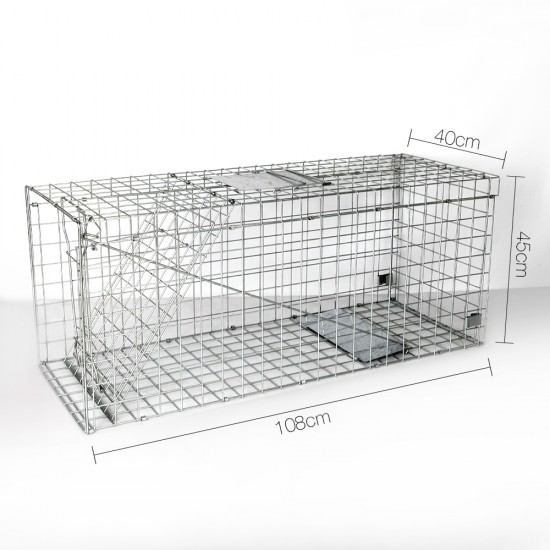 Humane Animal Trap Cage 108 x 40 x 45cm - Silver Humane Animal Trap Cage 108 x 40 x 45cm - Silver