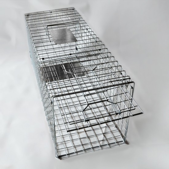 Humane Animal Trap Cage 94 x 34 x 36cm - Silver Humane Animal Trap Cage 94 x 34 x 36cm - Silver