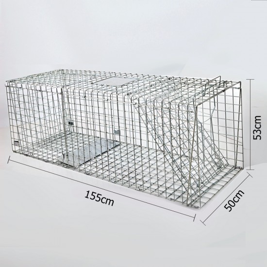 Humane Animal Trap Cage 150 x 50 x 53cm - Silver Humane Animal Trap Cage 150 x 50 x 53cm - Silver
