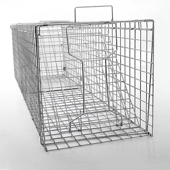 Humane Animal Trap Cage 150 x 50 x 53cm - Silver Humane Animal Trap Cage 150 x 50 x 53cm - Silver