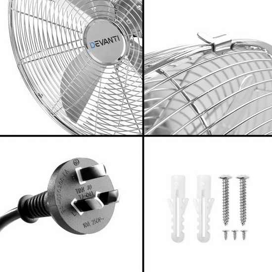 40cm 16" Wall Mountable Fan - Silver 40cm 16" Wall Mountable Fan - Silver