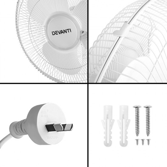 40cm 16" Wall Mountable Fan - White 40cm 16" Wall Mountable Fan - White