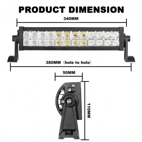 Pair 12inch 72w CREE LED Light Bar Offroad Spot Flood Work Driving Truck 4WD SUV Pair 12inch 72w CREE LED Light Bar Offroad Spot Flood Work Driving Truck 4WD SUV