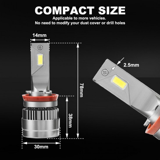 2 x LED Headlight Kit Driving Lamp CSP H11 High Low Beam Canbus 2 x LED Headlight Kit Driving Lamp CSP H11 High Low Beam Canbus