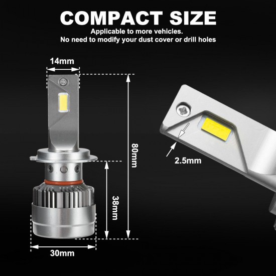 2 x LED Headlight Kit Driving Lamp CSP H7 High Low Beam Canbus ERROR FREE 2 x LED Headlight Kit Driving Lamp CSP H7 High Low Beam Canbus ERROR FREE