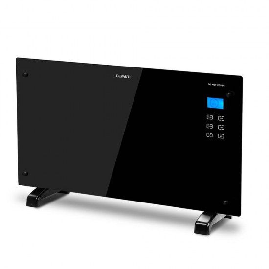 2000W Portable Electric Panel Heater - Black Glass 2000W Portable Electric Panel Heater - Black Glass