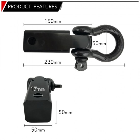5 Tonne Recovery Hitch Receiver Bonus Bow Shackle Tow Bar Off Road 4X4 4WD 5 Tonne Recovery Hitch Receiver Bonus Bow Shackle Tow Bar Off Road 4X4 4WD