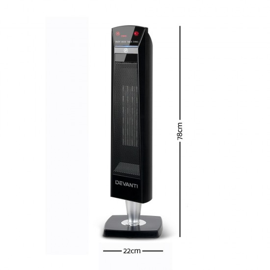 2000W Portable Electric Ceramic Tower Heater - Black 2000W Portable Electric Ceramic Tower Heater - Black