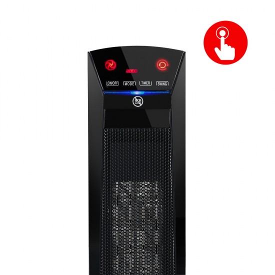 2000W Portable Electric Ceramic Tower Heater - Black 2000W Portable Electric Ceramic Tower Heater - Black