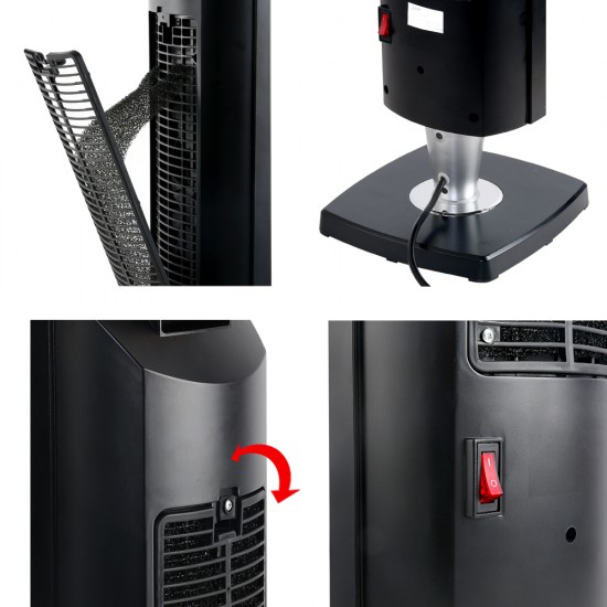 2000W Portable Electric Ceramic Tower Heater - Black 2000W Portable Electric Ceramic Tower Heater - Black