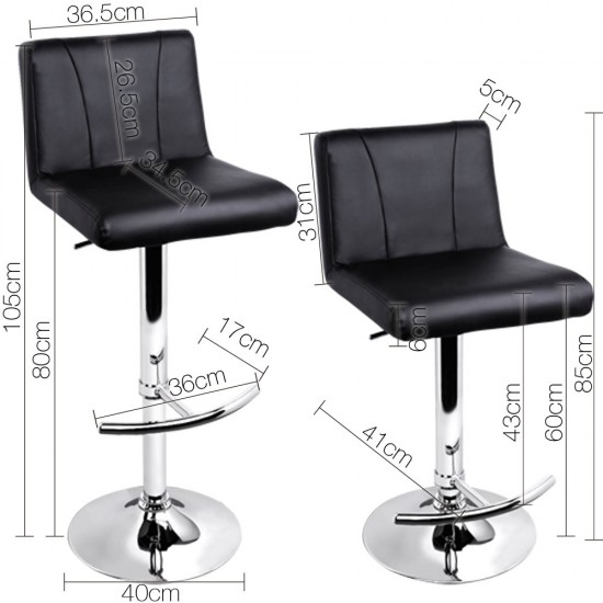 2x Artiss Bar stools Swivel Bar Stool Chairs Gas Lift Barstools Kitchen Black 2x Artiss Bar stools Swivel Bar Stool Chairs Gas Lift Barstools Kitchen Black